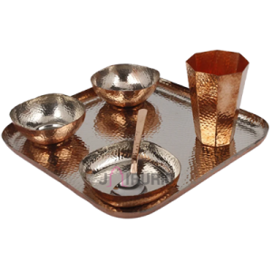 Handmade Copper Thali Dinner Set | Modern Luxury Dinnerware for Dining & Serving | Housewarming Gift | Dish Set with Free Gift | Jaipurio Artisanal Collection