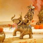 Antique Gold Hand Crafted Ganesha | Traditional 22.9 × 16.5 × 7.6 cm Brass Murti | Premium Temple Art Statue | Divine Decor | Jaipurio