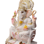 Marble Ganesh Idol: Exquisite Hand-Carved Murti | Divine Decor, Spiritual Gift | Remover of Obstacles | Authentic Indian Art
