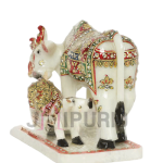 Marble Kamdhenu Cow Statue: Sacred Divine Masterpiece | Luxury Temple Art | Authentic Indian Craftsmanship | Holy Mother Art
