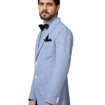 Light Blue and White Check Tuxedo Jacket - Fresh Style in Sizes S to XL | Jaipurio