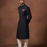 The Royal Grandeur Navy and Gold Achkan (S-XL) | Regal Formal Elegance | Majestic Navy-Gold Collection by Jaipurio