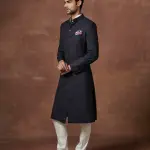 The Royal Grandeur Navy and Gold Achkan (S-XL) | Regal Formal Elegance | Majestic Navy-Gold Collection by Jaipurio