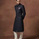 The Royal Grandeur Navy and Gold Achkan (S-XL) | Regal Formal Elegance | Majestic Navy-Gold Collection by Jaipurio