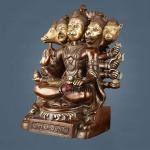 Superfine Handcrafted Brass Panchmukhi Hanuman Idol 17" | Dual Tone Copper Gold | 22 kg Divine Power & Protection | 15" Width, 8.5" Depth | Sacred Focal Point