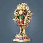 Pure Brass Standing Panchmukhi Hanuman Idol | 7" x 4.5" x 2.4" (17.8 x 11.4 x 6.1 cm) | 1.182 kg Five-Faced Sacred Art | Premium Divine Murti