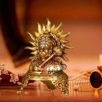 9.5 Inch Brass Hanuman Idol Bust - Pure Brass Sculpture, Embodiment of Strength & Devotion