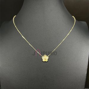 10K Solid Gold Flower Necklace: Real Gold Dainty Chain | Authentic Women's Jewelry | Delicate Floral Design | Perfect Gift Choice