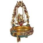 Ganesha Brass Urli with Swing | Stone Work Jhoola Statue | Traditional Temple Art | Luxury Divine Decor | Sacred Craftsmanship