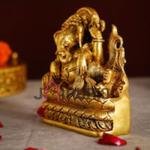 Antique Gold Fine Brass Ganesha Idol | Traditional 15.2 × 5.1 × 14 cm Sacred Murti | Handcrafted Vinayak Statue | Premium Temple Art | Jaipurio