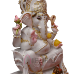 Marble Ganesh Idol: Exquisite Hand-Carved Murti | Divine Decor, Spiritual Gift | Remover of Obstacles | Authentic Indian Art