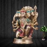 Brass Superfine Panchmukhi Hanuman Stone Adorned 11 Inch - Premium Divine | Jaipurio