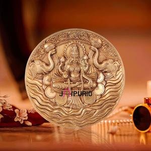 Brass Superfine Gajalakshmi Wall Hanging | 7.5" Divine Elephant Design | Traditional Temple Decor