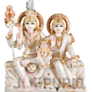 Marble Shiv Parvati Family Statue: Divine Holy Family | Luxury Temple Art | Authentic Indian Craftsmanship | Sacred Stone Art