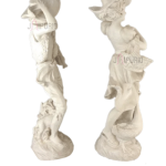 Antique Boy & Girl Statue Set: Renaissance Pair | Garden & Home Art | Authentic Craftsmanship | Classic Decorative Sculptures