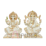 Marble Lakshmi Ganesha Statue: Divine Prosperity Duo | Handcrafted Home Temple Murti | Diwali Gift, Business Blessing | Buy Authentic Indian Sculpture