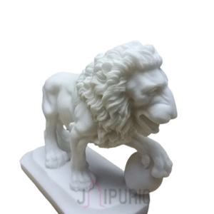 Lion Holding Ball Statue: Majestic Guardian Art | Luxury Home Decor | Regal Craftsmanship | Classical Animal Sculpture