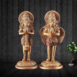 Brass Garuda & Hanuman Pair 4" | Divine Statues | Devotion, Strength & Service | 600g Intricate Handcrafted Idols | Sacred Protection Set | Jaipurio