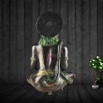 Brass Hanuman Meditation Idol 11 Inch - Black Green Tone Lord Ram Engraving | Jaipurio