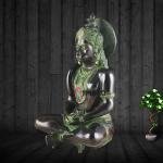 Brass Hanuman Meditation Idol 11 Inch - Black Green Tone Lord Ram Engraving | Jaipurio