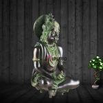 Brass Hanuman Meditation Idol 11 Inch - Black Green Tone Lord Ram Engraving | Jaipurio