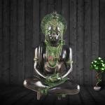 Brass Hanuman Meditation Idol 11 Inch - Black Green Tone Lord Ram Engraving | Jaipurio