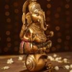 Antique Gold Hand Crafted Ganesha Idol | Traditional 28.4 × 6.6 × 11.7 cm Brass Statue | Premium Temple Art | Religious Decor | Jaipurio