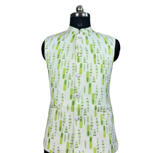 Artisans Assemblage Nehru Jacket Zardozi Palace Drapes Lotus Print | Jaipurio