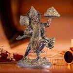 Vintage Brass Lord Hanuman Statue with Sanjeevani Mountain | 10.5" x 6.5" x 5" (26.7 x 16.5 x 12.7 cm) | 3.68 kg Sacred Art | Heritage Collection