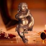 Pure Brass Wall Hanging Baby Krishna Statue in Antique Rustic Finish - 11"