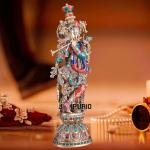 Pure Brass Krishna Statue - 21" Height | Meenakari Delight