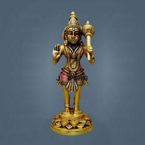 8" Brass Standing Hanuman Idol | Sacred Temple Murti | Divine Protection Statue