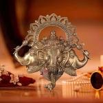 Pure Brass Trimukhi Ganapati | 17.5" x 15.7" Wall Hanging | 7.17 kg | Three-Faced Divine Form | Sacred Hindu Art | Temple Grade | Jaipurio