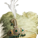 Green Golden Kalangi Sarpech Wedding - Premium Groom Turban Ornament | Jaipurio