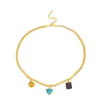 Trio Gemstone Snake Chain | Handcrafted Brass Multi-Stone Design | 45 cm Traditional Three-Stone Chain Necklace | Rajasthani Artisan Craft | Jaipurio