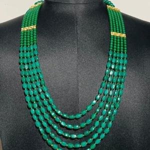 Handmade Jaipuri Dark Green Stonework Kantha Mala Exquisite Necklace | Jaipurio