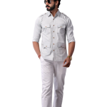 Comfy Ice Blue Hunting Style Shirt | Premium Men's Sportswear | Classic Outdoor Design | Comfortable Cotton Fabric | Size 36-44
