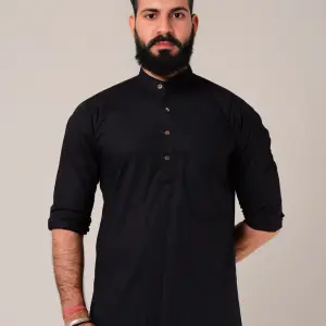 Solid Black Kurta Pajama Set for Men | Elegant Ethnic Formal Wear