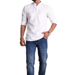 Red Hunting Style Short Kurta | Pure Cotton Premium Ethnic Wear | Classic Men's Formal & Casual Half Kurta | Timeless Design