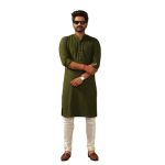 Handmade Battle Green Chikankari Kurta Pajama - Premium Lucknowi Embroidery | Jaipurio