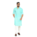 Leheriya Sanganeri Print Light Green Cotton Kurta Pajama | Traditional Dual Print Design | Premium Ethnic Wear | Handcrafted Excellence