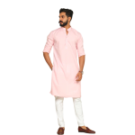 Solid Light Pink Kurta Pajama Set | Premium Cotton Ethnic Wear | Classic Men's Formal & Casual Ensemble | Timeless Comfort Design