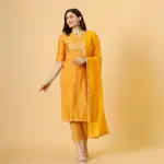 Stunning Amber Silk Straight Kurti with Brocade Silk Pants | Premium Pure Silk | Luxury Designer Collection | Party Wear | Size XS-XXL | Jaipurio