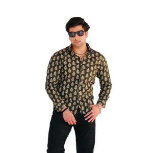 Juniper Green Sanganeri Print Cotton Shirt - Premium Heritage Style | Jaipurio