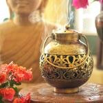 Classic Kalash Dhoop Pot & Candle Holder | 15.2 × 15.2 × 20.3 cm Traditional Brass Decor | Sacred Home Art