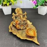 Ganesha on Leaf Diya | Traditional Lord Ganesh with Oil Lamp | Diwali Pooja Gift | Handcrafted Sacred Art | Divine Festival Decor