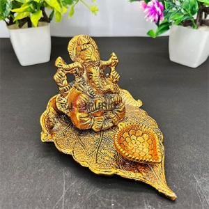 Ganesha on Leaf Diya | Traditional Lord Ganesh with Oil Lamp | Diwali Pooja Gift | Handcrafted Sacred Art | Divine Festival Decor