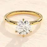 6-Prong Moissanite Engagement Ring: 14K Gold Solitaire Ring | 1-2 CT Brilliant Cut Stone | Luxury Bridal Jewelry | Classic Promise Ring Design
