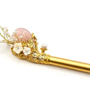 Korean Traditional Gemstone Hair Pin | Natural Stone Binyeo Hair Stick | Authentic Hanbok Queen's Hair Ornament | Royal Court Accessory