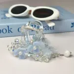 Pastel Blue Flower Hair Claw with Pearl Tassel | Handmade Floral Hair Clip | Romantic Hair Accessory | Elegant Style | Premium Hair Jewelry